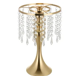 VEVOR 20 PCS Wedding Flower Vase, 13.4 in Tall Flower Table Centerpieces, Crystal Banquet Vases Easy Installation, Electroplated Finish, Versatile Arrangement Stand for Party Events Home Decor, Gold