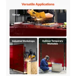 VEVOR 2PCS Welding Curtains, 6 x 8FT Welding Screen Curtain, Flame-Resistant Vinyl Safety Protective Screen with 6-Level UV Protection & Hanging Holes, Portable for Workshop/Industrial Use, Red