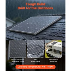 VEVOR 2PCS 100W Monocrystalline Solar Panels, 23% High-Efficiency Mono PV Module with Stable MC4 Output & Aluminum Frame, IP65 Waterproof Solar Panel for Car Boat RV Flat Rooftop Off-Grid Applications