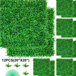 VEVOR 12PCS 20x20inch Artificial Boxwood Panels,Boxwood Hedge Wall Panels,Artificial Grass Backdrop Wall 1.6