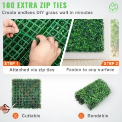 VEVOR 12PCS 20x20inch Artificial Boxwood Panels,Boxwood Hedge Wall Panels,Artificial Grass Backdrop Wall 1.6