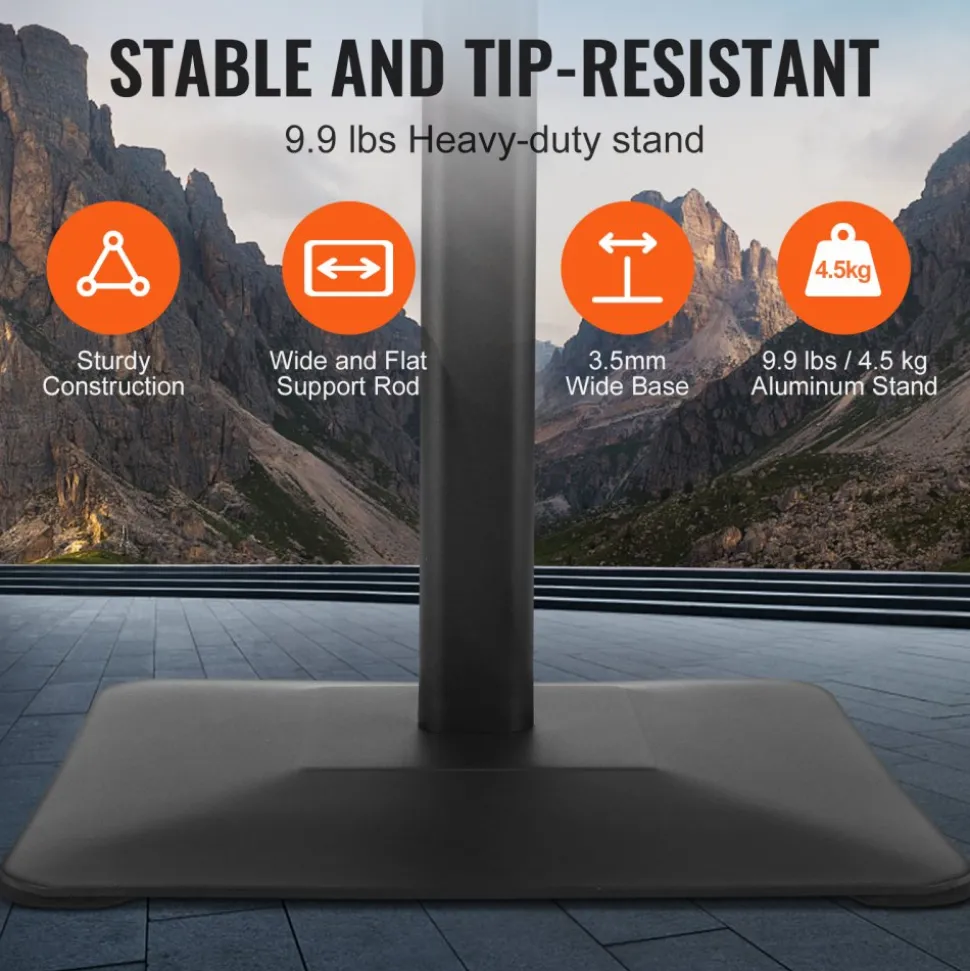 VEVOR Pedestal Sign Holder, 11 x 17 Inch Vertical and Horizontal Adjustable Poster Stand, Heavy-Duty Floor Standing Sign Holder with Metal Base for Display, Advertisement, and Outdoor, Black