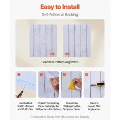 VEVOR Peel and Stick Wallpaper, 17.7 x 472.4 inch Contact Paper White Wood Textured Waterpoof Self Adhesive, Easy to Clean & Peel Wall Decorative Vinyl Roll for Bedroom Kitchen Bathroom Office Desk