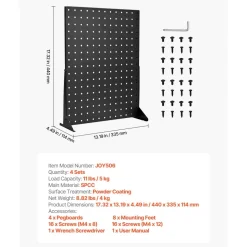 VEVOR Pegboard Display Stand, 17 x 13 in Tabletop Pegboard Display Stand, Accessories Rack Organizer, Thickened Cold-Rolled Steel Peg Board Panel for Grocery Retail Store Jewelry Shop, Black (4 PCS)
