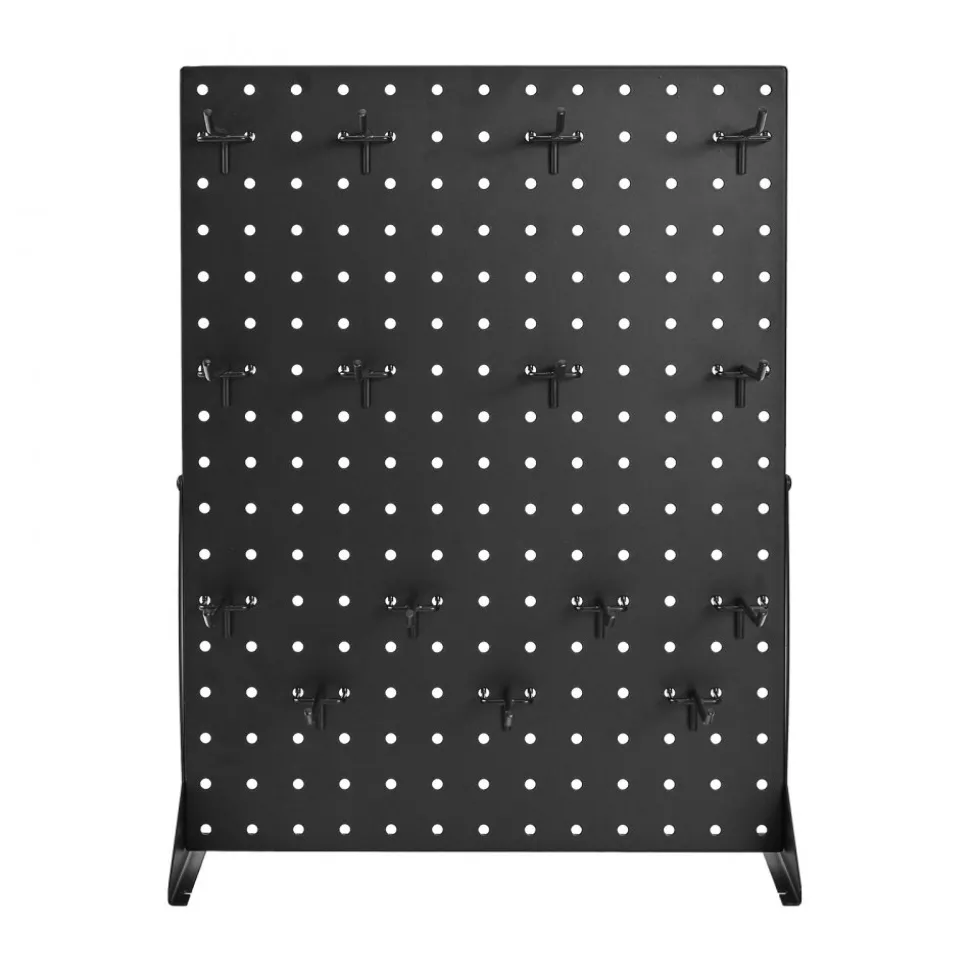 VEVOR Pegboard Display Stand, 17 x 13 Inch Tabletop Pegboard Display Stand with 15 Hooks, Thickened Cold-Rolled Steel Peg Board Panel for Grocery, Retail Store and Jewelry Shop, Black (1 PCS)