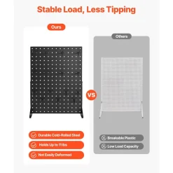 VEVOR Pegboard Display Stand, 17 x 13 Inch Tabletop Pegboard Display Stand with 15 Hooks, Thickened Cold-Rolled Steel Peg Board Panel for Grocery, Retail Store and Jewelry Shop, Black (1 PCS)