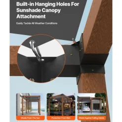 VEVOR Pergola Bracket Kit, 4x4 Inch (Inner Size 3.5x3.5), 4 Pcs 3-Way Heavy Duty Corner Bracket Woodworks DIY Post Base Kit, Easy Installation Wooden Beams for Gazebos, Patio Pergolas, Log Cabin