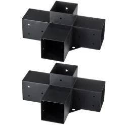 VEVOR Pergola Bracket Kit 4''x4''(Inner Size 3.6x3.6), 2pcs 4-Way Heavy Duty Corner Bracket Woodworks DIY Post Base Kit, Easy Installation Wooden Beams for Gazebos, Patio Pergolas, Log Cabin Outdoor