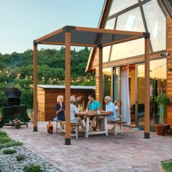 VEVOR Pergola Bracket Kit 4''x4''(Inner Size 3.6x3.6), 4pcs 3-Way Heavy Duty Corner Bracket Woodworks DIY Post Base Kit, Easy Installation Wooden Beams for Gazebos, Patio Pergolas, Log Cabin Outdoor