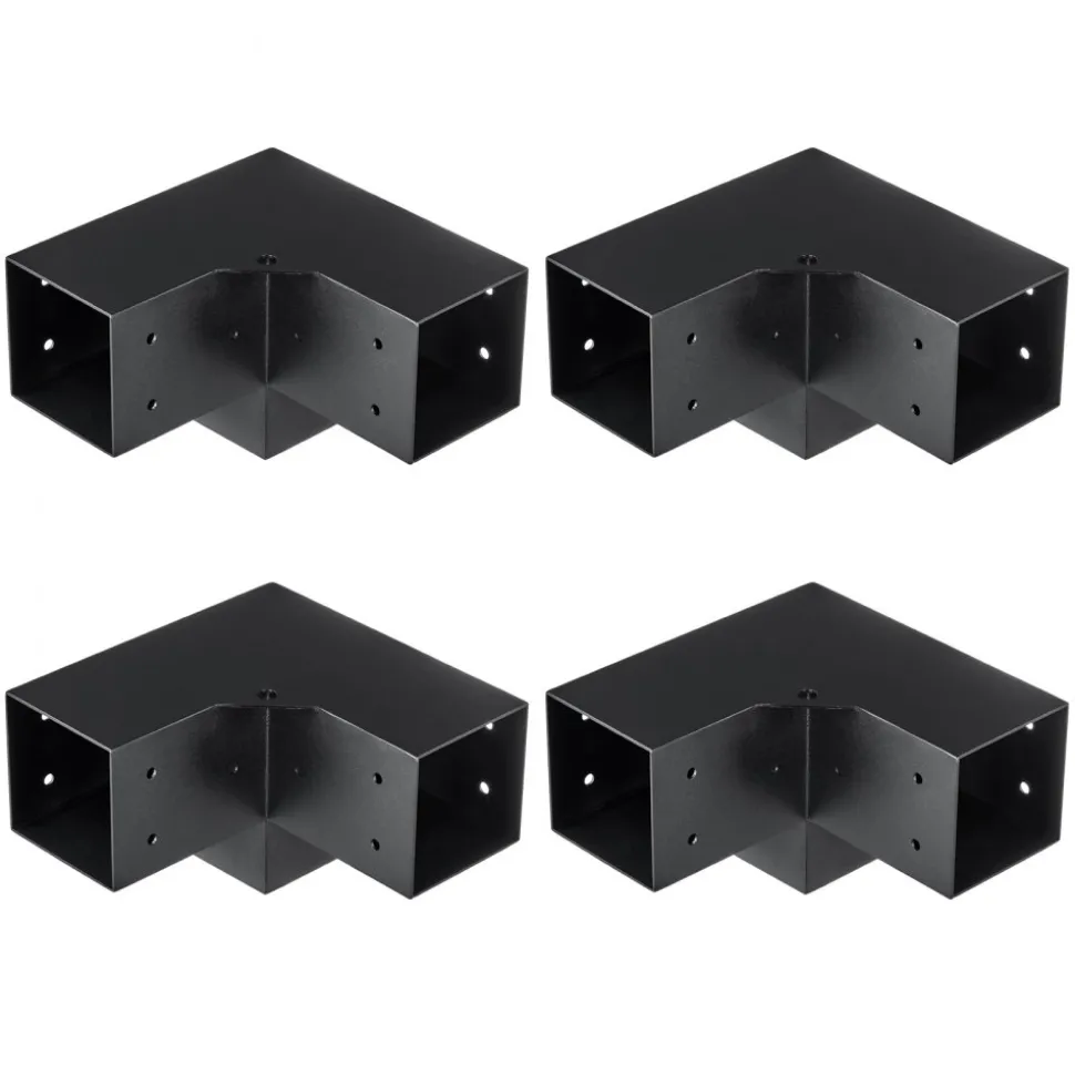 VEVOR Pergola Bracket Kit 4''x4''(Inner Size 3.6x3.6), 4pcs 3-Way Heavy Duty Corner Bracket Woodworks DIY Post Base Kit, Easy Installation Wooden Beams for Gazebos, Patio Pergolas, Log Cabin Outdoor