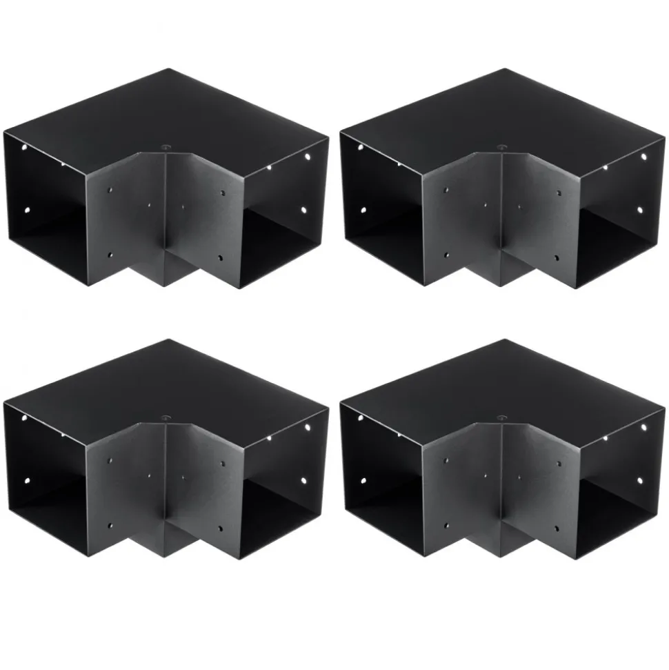 VEVOR Pergola Bracket Kit 6''x6''(Inner Size 5.6x5.6), 4pcs 3-Way Heavy Duty Corner Bracket Woodworks DIY Post Base Kit, Easy Installation Wooden Beams for Gazebos, Patio Pergolas, Log Cabin Outdoor