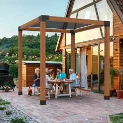 VEVOR Pergola Bracket Kit 6''x6''(Inner Size 5.6x5.6), 4pcs 3-Way Heavy Duty Corner Bracket Woodworks DIY Post Base Kit, Easy Installation Wooden Beams for Gazebos, Patio Pergolas, Log Cabin Outdoor