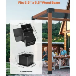 VEVOR Pergola Bracket Kit, 6x6 Inch (Inner Size 5.5x5.5), 4 Pcs 3-Way Heavy Duty Corner Bracket Woodworks DIY Post Base Kit, Easy Installation Wooden Beams for Gazebos, Patio Pergolas, Log Cabin