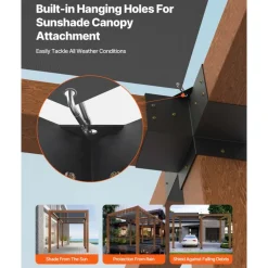 VEVOR Pergola Bracket Kit, 4x4 Inch (Inner Size 3.5x3.5), 2 Pcs 4-Way Heavy Duty Corner Bracket Woodworks DIY Post Base Kit, Easy Installation Wooden Beams for Gazebos, Patio Pergolas, Log Cabin