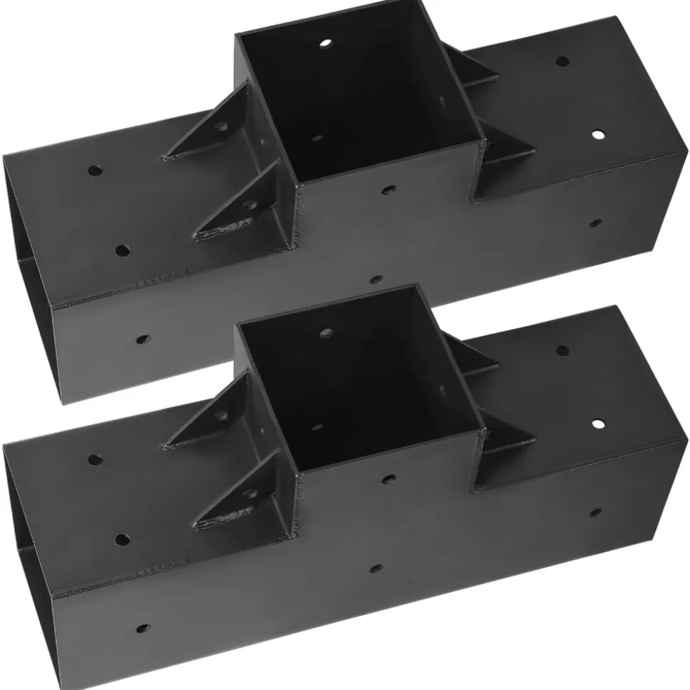 VEVOR Pergola Kit 2-Pack, T-Shaped 4x4 (Actual 3.5x3.5 Inch), 3-Way Pergola Brackets DIY Woodworking Gazebo Bracket Kit with Screws for 3.5x3.5 Inch Wood Beams in Actual Size for Outdoor Party Banquet