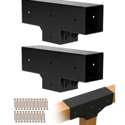VEVOR Pergola Kit 2-Pack, T-Shaped 4x4 (Actual 3.5x3.5 Inch), 3-Way Pergola Brackets DIY Woodworking Gazebo Bracket Kit with Screws for 3.5x3.5 Inch Wood Beams in Actual Size for Outdoor Party Banquet