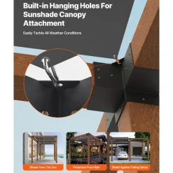 VEVOR Pergola Kit, 4x4 Inch Pergola Brackets for 3.5x3.5 Inch Wood Beams in Actual Dimension, 3-Way (4 Pcs) and 4-Way (2 Pcs) Gazebo Brackets with 6 Post Bases, for Outdoor Pergolas, Gazebos, Sheds