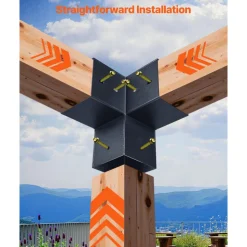 VEVOR Pergola Kit, 4x4 Inch Pointed-Roof Pergola Brackets for 3.5x3.5 In Lumbers in Actual Size, 3-Way / 4-Way Gazebo Bracket with Post Bases & Ridge Brackets for Outdoor Pergolas Gazebo Shed, 14 Pcs