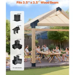 VEVOR Pergola Kit, 4x4 Inch Pointed-Roof Pergola Brackets for 3.5x3.5 In Lumbers in Actual Size, 3-Way / 4-Way Gazebo Bracket with Post Bases & Ridge Brackets for Outdoor Pergolas Gazebo Shed, 14 Pcs