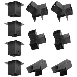 VEVOR Pergola Kit, 4x4 Inch Pointed-Roof Pergola Brackets for 3.5x3.5 In Lumbers in Actual Size, 3-Way / 4-Way Gazebo Bracket with Post Bases & Ridge Brackets for Outdoor Pergolas Gazebo Shed, 14 Pcs