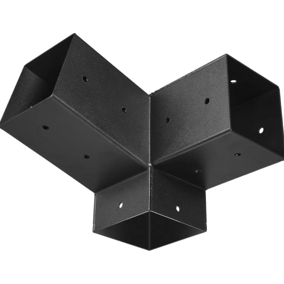 VEVOR Pergola Kit, 4x4 Inch 3-Way Slanted Brackets for 3.5x3.5 Inch Wood Beams in Actual Size, 2-Pack Pergola Brackets with 2 Post Bases and 2 Wall Mount Bases, for Outdoor Pergolas, Gazebos, Sheds