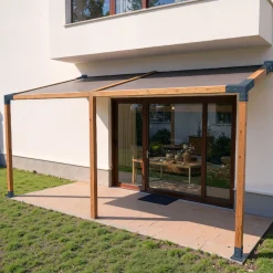 VEVOR Pergola Kit, 4x4 Inch 3-Way Slanted Brackets for 3.5x3.5 Inch Wood Beams in Actual Size, 2-Pack Pergola Brackets with 2 Post Bases and 2 Wall Mount Bases, for Outdoor Pergolas, Gazebos, Sheds
