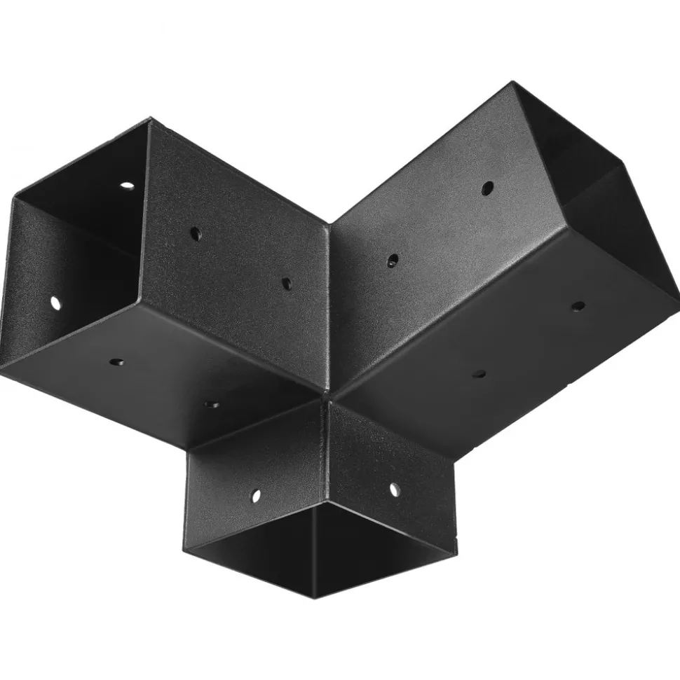 VEVOR Pergola Kit, 4x4 Inch 3-Way Slanted Brackets for 3.5x3.5 Inch Wood Beams in Actual Size, 2-Pack Pergola Brackets with 2 Post Bases and 2 Wall Mount Bases, for Outdoor Pergolas, Gazebos, Sheds