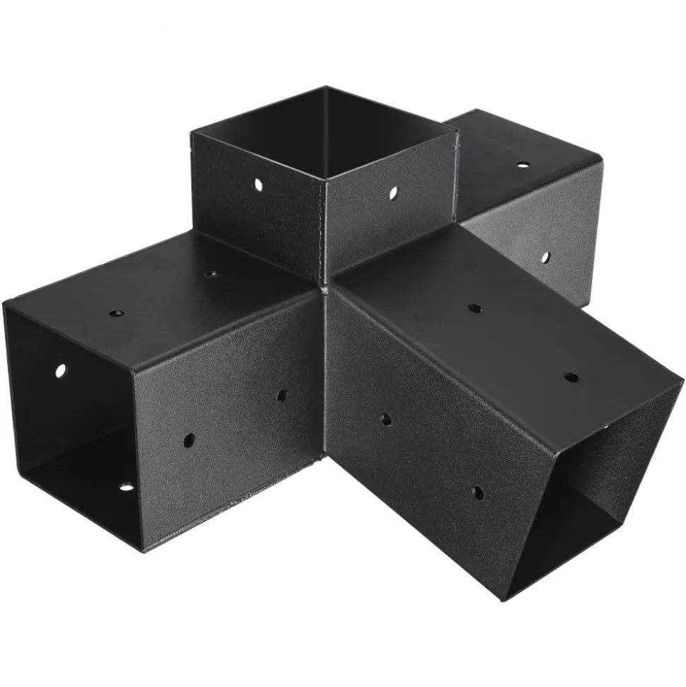 VEVOR Pergola Kit, 4x4 Inch 4-Way Slanted Bracket for 3.5x3.5 Inch Wood Beams in Actual Size, Carbon Steel Pergola Bracket with Post Base and Wall Mount Base, for Outdoor Pergolas, Gazebos, Sheds