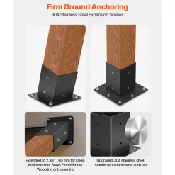 VEVOR Pergola Kit, 4x4 Inch 4-Way Slanted Bracket for 3.5x3.5 Inch Wood Beams in Actual Size, Carbon Steel Pergola Bracket with Post Base and Wall Mount Base, for Outdoor Pergolas, Gazebos, Sheds