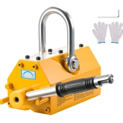 VEVOR Permanent Magnetic Lifter, 1320 lbs Pulling Capacity, Heavy Duty N42 Neodymium Lifting Magnet with Release Handle and Steel Hook, Used in Shop Crane and Hoist, for Lifting Plate Steel, Board