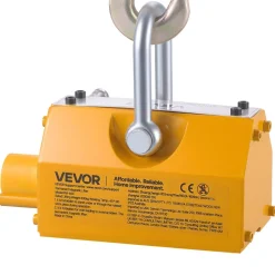 VEVOR Permanent Magnetic Lifter, 880 lbs Pulling Capacity, Heavy Duty N42 Neodymium Lifting Magnet with Release Handle and Steel Hook, Used in Shop Crane and Hoist, for Lifting Plate Steel, Board