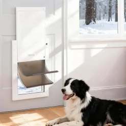 VEVOR Pet Door, Large, with Double Magnetic Flaps and Metal Frame, Strong and Weatherproof Dog Door for Interior and Exterior Doors, Easy to Install, Easy In-and-Out Access for Doggies, White