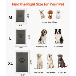 VEVOR Pet Door, Large, with Three Magnetic Flaps and Metal Frame, Strong and Weatherproof Dog Door for Interior and Exterior Doors, Easy to Install, Easy In-and-Out Access for Doggies, White