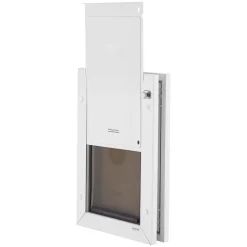 VEVOR Pet Door, Medium, with Double Magnetic Flaps and Metal Frame, Strong and Weatherproof Dog Door for Interior and Exterior Doors, Easy to Install, Easy In-and-Out Access for Doggies, White