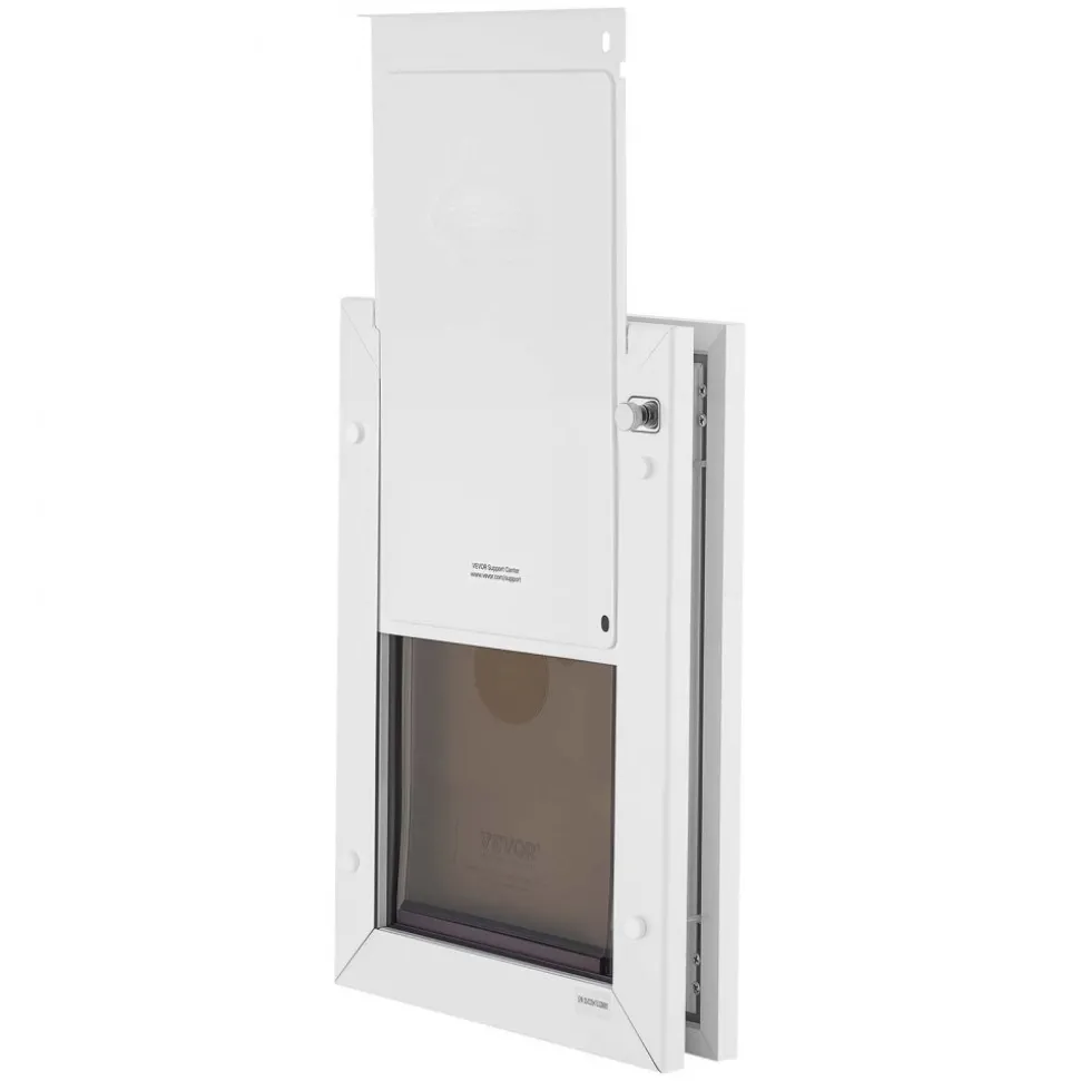 VEVOR Pet Door, Medium, with Double Magnetic Flaps and Metal Frame, Strong and Weatherproof Dog Door for Interior and Exterior Doors, Easy to Install, Easy In-and-Out Access for Doggies, White