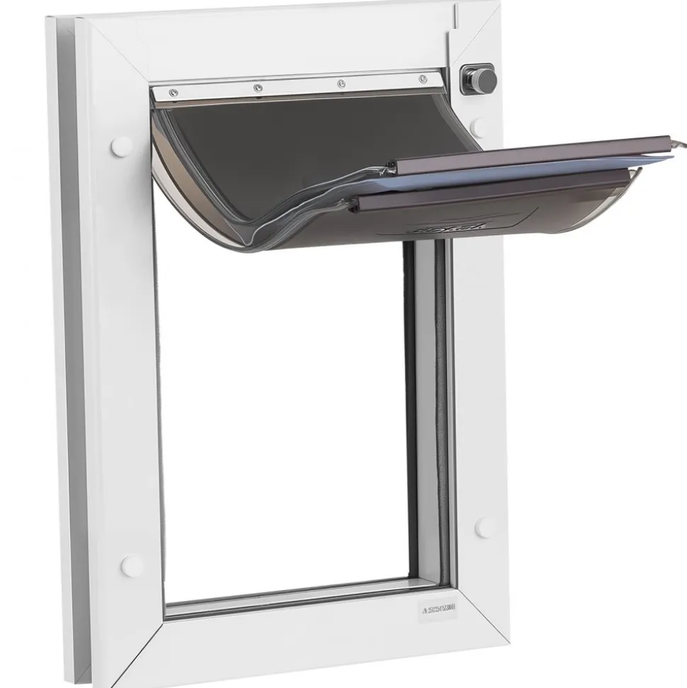 VEVOR Pet Door, Medium, with Three Magnetic Flaps and Metal Frame, Strong and Weatherproof Dog Door for Interior and Exterior Doors, Easy to Install, Easy In-and-Out Access for Doggies, White
