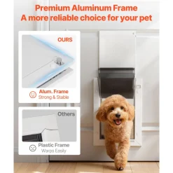 VEVOR Pet Door, Medium, with Three Magnetic Flaps and Metal Frame, Strong and Weatherproof Dog Door for Interior and Exterior Doors, Easy to Install, Easy In-and-Out Access for Doggies, White