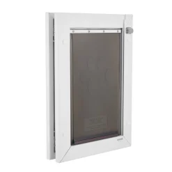 VEVOR Pet Door, Medium, with Three Magnetic Flaps and Metal Frame, Strong and Weatherproof Dog Door for Interior and Exterior Doors, Easy to Install, Easy In-and-Out Access for Doggies, White
