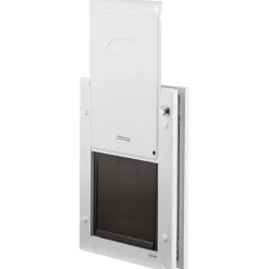 VEVOR Pet Door, Medium, with Three Magnetic Flaps and Metal Frame, Strong and Weatherproof Dog Door for Interior and Exterior Doors, Easy to Install, Easy In-and-Out Access for Doggies, White