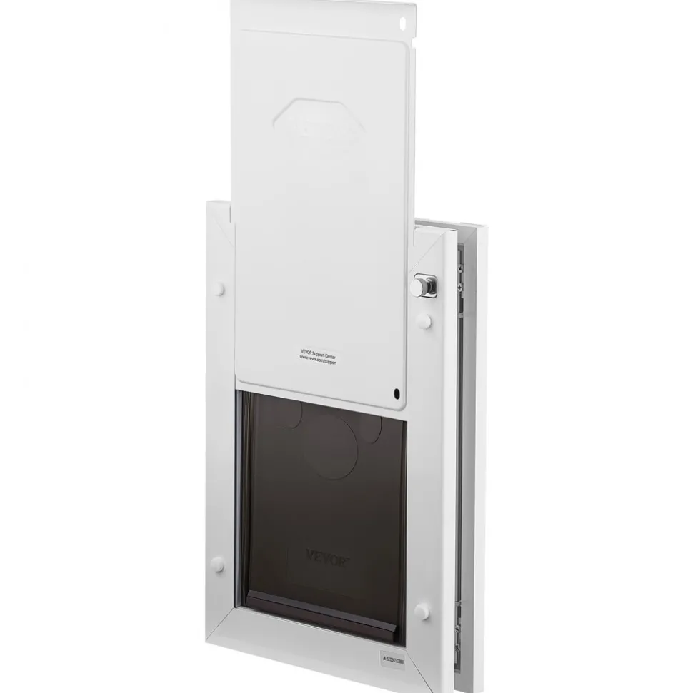 VEVOR Pet Door, Medium, with Three Magnetic Flaps and Metal Frame, Strong and Weatherproof Dog Door for Interior and Exterior Doors, Easy to Install, Easy In-and-Out Access for Doggies, White