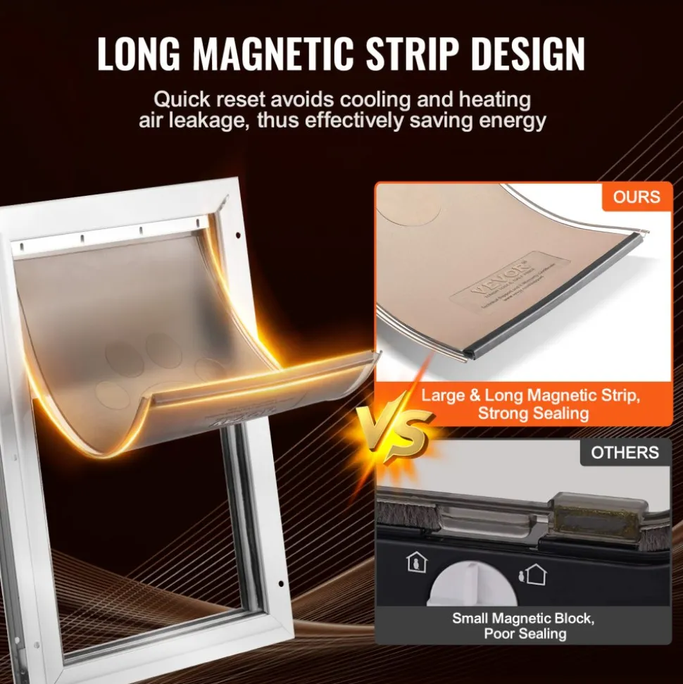 VEVOR Pet Door Replacement Flap, Compatible with VEVOR Flap Pet Doors, Measures 5.25" x 8.13" Longer Lasting, Weather-proof, Thickened PVC Dog Door Replacement Flap with Long Magnetic Strip (Small)