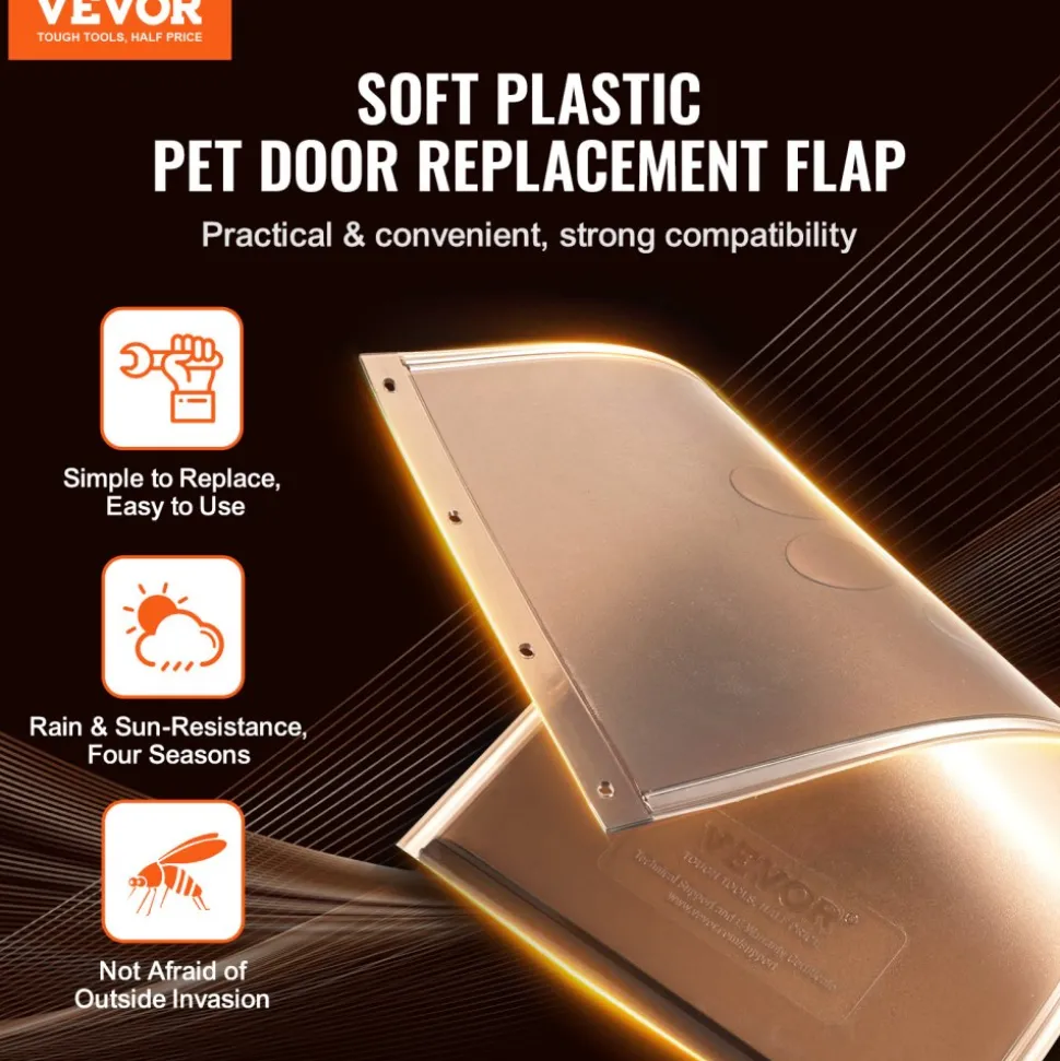VEVOR Pet Door Replacement Flap, Compatible with VEVOR Flap Pet Doors, Measures 5.25" x 8.13" Longer Lasting, Weather-proof, Thickened PVC Dog Door Replacement Flap with Long Magnetic Strip (Small)