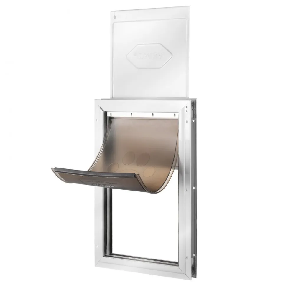 VEVOR Pet Door, 13.27" x 20.04" Aluminum Frame with Lock and Flap System, Weatherproof Doggy Door, Easy to Install in Interior or Exterior Doors, Pet Door Suitable for Cat Doggie Kitties (White-L)