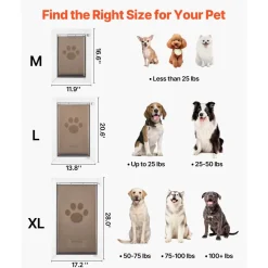 VEVOR Pet Door, X-Large, with Double Magnetic Flaps and Metal Frame, Strong and Weatherproof Dog Door for Interior and Exterior Doors, Easy to Install, Easy In-and-Out Access for Doggies, White