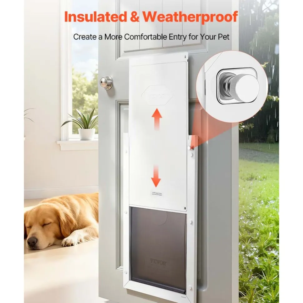 VEVOR Pet Door, X-Large, with Double Magnetic Flaps and Metal Frame, Strong and Weatherproof Dog Door for Interior and Exterior Doors, Easy to Install, Easy In-and-Out Access for Doggies, White