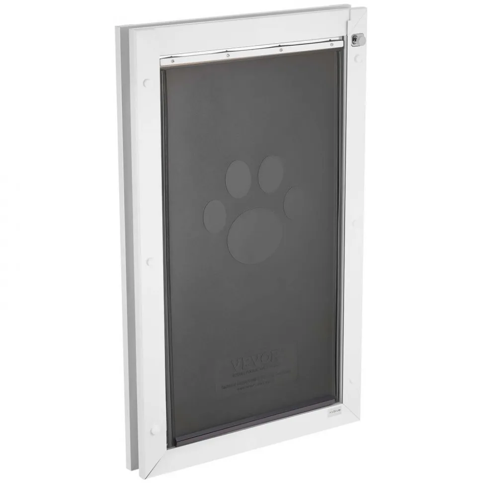 VEVOR Pet Door, X-Large, with Three Magnetic Flaps and Metal Frame, Strong and Weatherproof Dog Door for Interior and Exterior Doors, Easy to Install, Easy In-and-Out Access for Doggies, White
