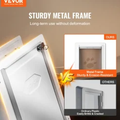 VEVOR Pet Door, 14.25" x 21.1" Metal Frame with Lock and 3-Flap System, Weatherproof Doggy Door, Easy to Install in Interior or Exterior Walls, Pet Door Suitable for Cat Doggie Kitties (White-Large)