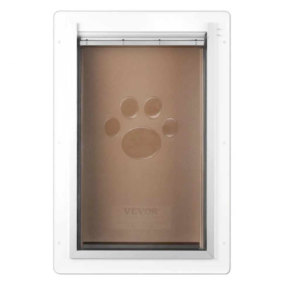 VEVOR Pet Door, 9.29" x 13.19" Metal Frame with Lock and 3-Flap System, Weatherproof Doggy Door, Easy to Install in Interior or Exterior Walls, Pet Door Suitable for Cat Doggie Kitties (White-Small)