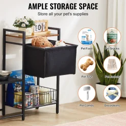 VEVOR Pet Feeding Station with Storage, Elevated Dog Bowls, Raised Dog Bowl Stand, Dog Food Storage and Feeder Station with Storage Shelves, Pet Toy Storage Organizer, for Large Medium Small Dogs