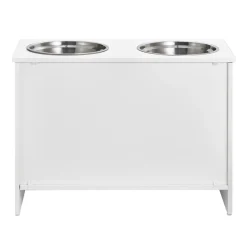 VEVOR Pet Feeding Station with 2 Stainless Steel Bowls, Elevated Dog Bowls with Storage, Dog Food Storage and Feeder Station with Storage Cabinet, Pet Toy Storage Organizer, for Dogs, Modern